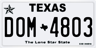TX license plate DOM4803