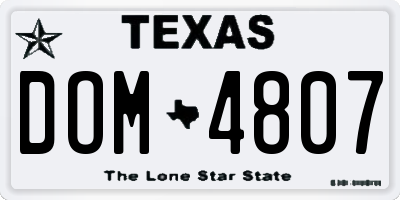 TX license plate DOM4807