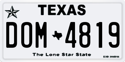 TX license plate DOM4819