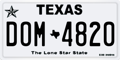 TX license plate DOM4820