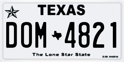 TX license plate DOM4821