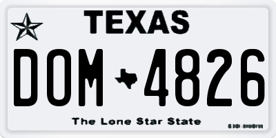 TX license plate DOM4826