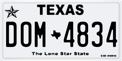 TX license plate DOM4834