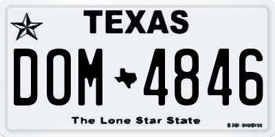 TX license plate DOM4846