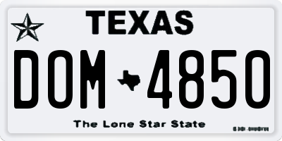 TX license plate DOM4850