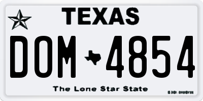TX license plate DOM4854