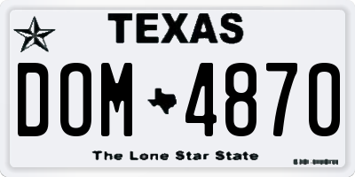 TX license plate DOM4870
