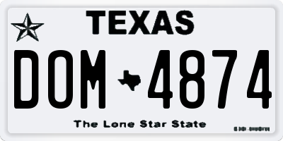 TX license plate DOM4874