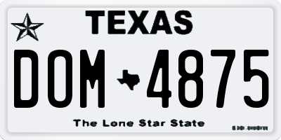 TX license plate DOM4875