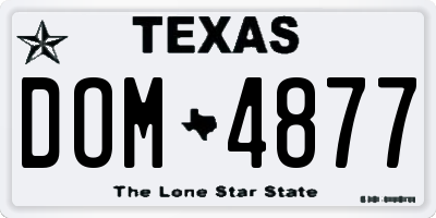 TX license plate DOM4877