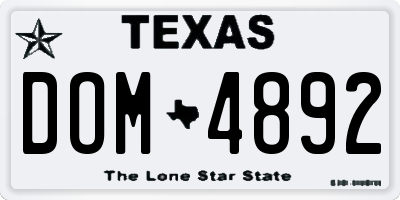 TX license plate DOM4892