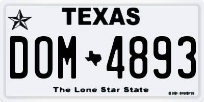 TX license plate DOM4893