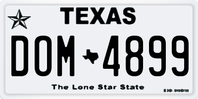TX license plate DOM4899