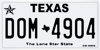 TX license plate DOM4904
