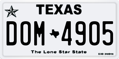 TX license plate DOM4905