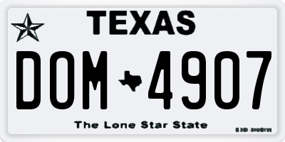 TX license plate DOM4907