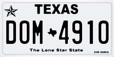 TX license plate DOM4910