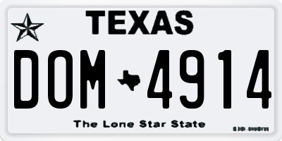 TX license plate DOM4914
