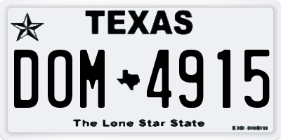 TX license plate DOM4915