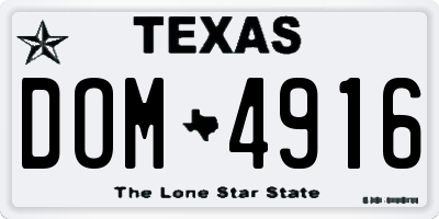 TX license plate DOM4916