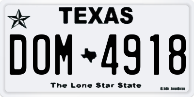 TX license plate DOM4918