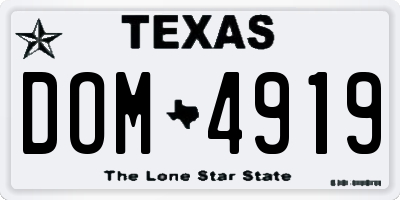 TX license plate DOM4919