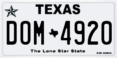 TX license plate DOM4920