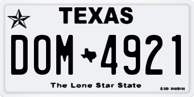 TX license plate DOM4921