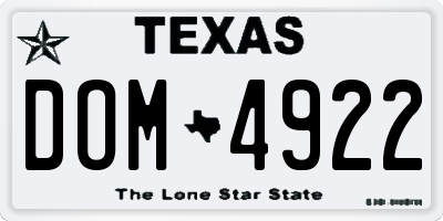 TX license plate DOM4922
