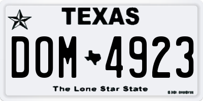 TX license plate DOM4923