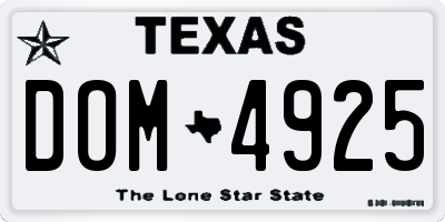 TX license plate DOM4925