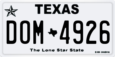TX license plate DOM4926
