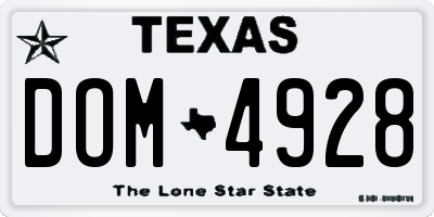 TX license plate DOM4928