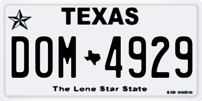 TX license plate DOM4929