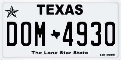 TX license plate DOM4930