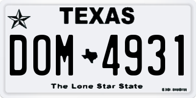 TX license plate DOM4931