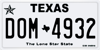 TX license plate DOM4932