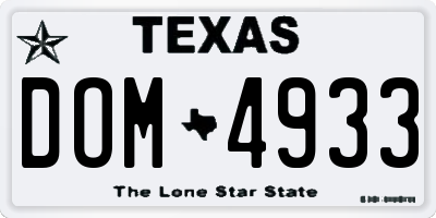TX license plate DOM4933
