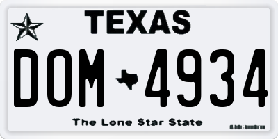 TX license plate DOM4934