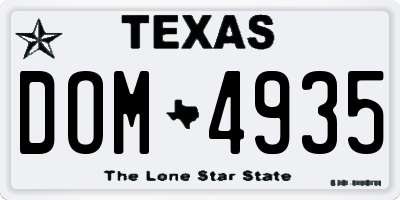 TX license plate DOM4935