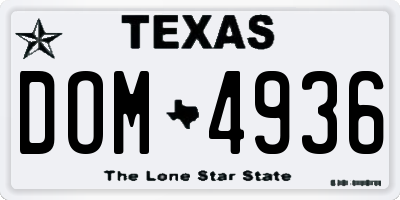 TX license plate DOM4936