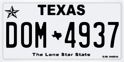 TX license plate DOM4937