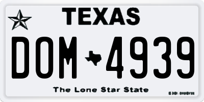 TX license plate DOM4939