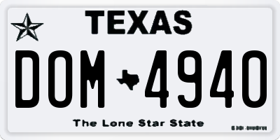 TX license plate DOM4940