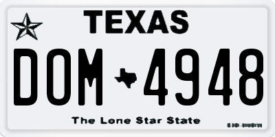 TX license plate DOM4948