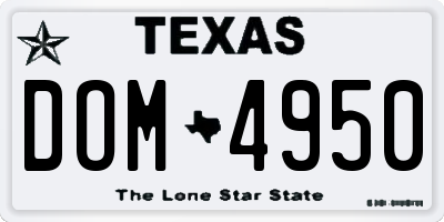 TX license plate DOM4950