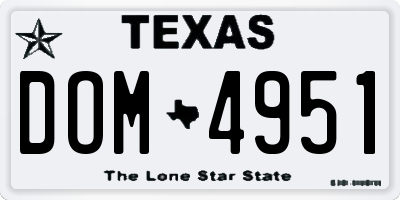 TX license plate DOM4951