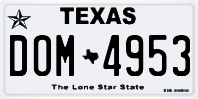 TX license plate DOM4953