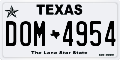 TX license plate DOM4954