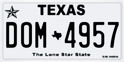 TX license plate DOM4957